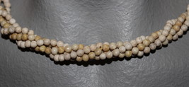  THE TWIST BEADS ERA!  36&quot; NECKLACE OF 4 MM ROUND BEADS TAN BLENDS - $2.29