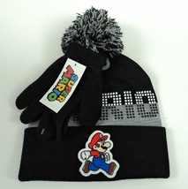 Kid&#39;s Youth Super Mario Beanie Winter Hat &amp; Gloves Set w/ Pom Pom - New - £15.41 GBP