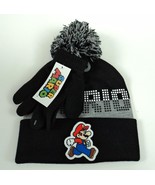 Kid&#39;s Youth Super Mario Beanie Winter Hat &amp; Gloves Set w/ Pom Pom - New - £15.39 GBP