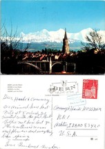 Switzerland Bern and the Alps Mountains City Bridge View Posted VTG Postcard - £7.39 GBP