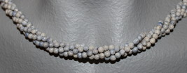  THE TWIST BEADS ERA!  36&quot; NECKLACE OF 4 MM ROUND BEADS GREY BLUE BLENDS - $2.29