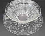 Vintage New Martinsville/Viking Prelude Etch Glass Serving Bowl &amp; Underp... - £15.56 GBP