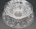 Vintage New Martinsville/Viking Prelude Etch Glass Serving Bowl &amp; Underp... - $19.79