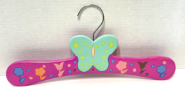 Kidorable Painted Wooden Hanger Butterfly and Flowers Painted Multicolor 14 x 6 - £6.00 GBP