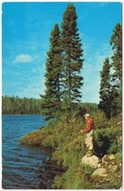 Postcard Canadian Fishing On Freshwater Lake CNR Photo - £3.16 GBP