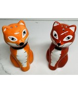 Salt And Pepper Shaker Retro Ceramic Mr And Mrs Fox Set Orange Brown Cot... - $21.59 CAD