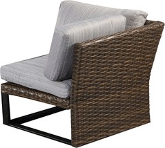 Lokatse Home Corner Wicker Chairs Rattan Sofa Outdoor Furniture With Black, Grey - £207.82 GBP