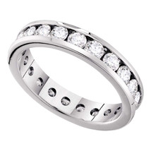 14k White Gold Round Diamond Eternity Wedding Anniversary Band Ring 1-1/2 Cttw - £1,693.67 GBP