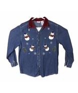 Bobbie Brooks Snowman Denim Jacket Women&#39;s Size L - €11,49 EUR