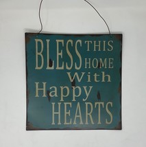 &#39;Bless this Home wuth Happy Hearts&#39; Metal Wall Décor - £10.97 GBP