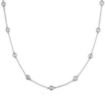 3.50Ct Coupe Ronde Simulé 21-Station Solitaire Collier en Argent - £63.11 GBP