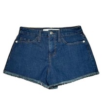 Tinseltown Jean Shorts Womens Size 2 High Rise Raw Hem Blue Dark Rinse - $13.85