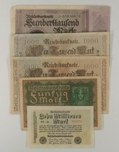 1910-1923 Germany 5-Note Currency Set // Weimar Republic // German Empire - £39.56 GBP