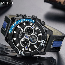 Watches for Mens Top  Luxury Military Sports Watches Chronograph Leather Water - £28.14 GBP+