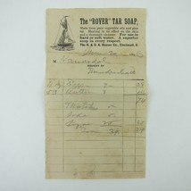Rover Tar Soap Receipt Sailboat H &amp; GA Roever Co Cincinnati Ohio Antique 1896 - £23.91 GBP