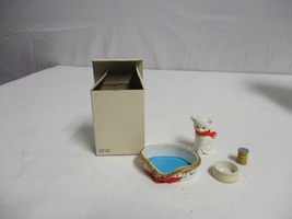 Miniature Dollhouse Furniture Fluffy the Cat Bed Bowl Food can Japan rare - £57.14 GBP