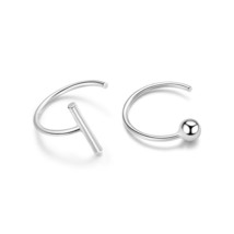 Bamoer Genuine S925 Silver Simple Asymmetrical Stud Earrings Girls Ear Stud Gold - £14.94 GBP