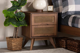 Flint Walnut Brown and Synthetic Rattan 2-Drawer Nightstand - $3,022.13 MXN