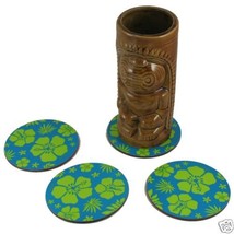 12 Pack of Blue Hawaiian Tiki Bar Luau Coasters - Floral Drink Coasters - £12.86 GBP