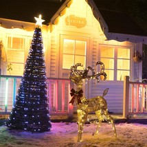 Lighted Christmas Deer Reindeer Artificial Christmas Decor 150 Led Outdoor Yard - £84.84 GBP