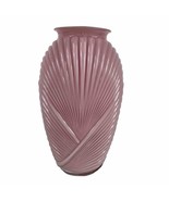 Vintage Vase 80&#39;s Hollywood Art Deco Ribbed Pleated Pink Glass Anchor Ho... - £25.88 GBP