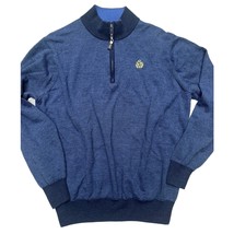 Peter Millar 1/4 zip Merino Wool Sweater Pullover &quot;SV&quot; Mens L, Navy Blue Stripe - £36.51 GBP