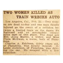1910 Santa Fe Railroad Train Accident Fatality Article NY Evening Journa... - $374.96 MXN