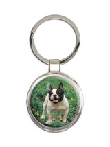 French Bulldog : Gift Keychain Pet Animal Puppy Dog Cute Funny Flowers - £6.37 GBP
