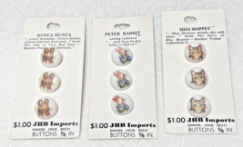 Lot 3 Beatrix Potter Peter Rabbit Buttons on Card Hunca Munca Miss Moppet 5/8&quot; - £14.41 GBP