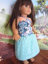 homemade 18&quot; american girl grace/lea blue sundress doll clothes - £11.61 GBP