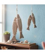 Vintage Wooden Fish Wall Decor 4 Pcs Nautical Lake Beach Theme Ornament ... - $69.92 CAD