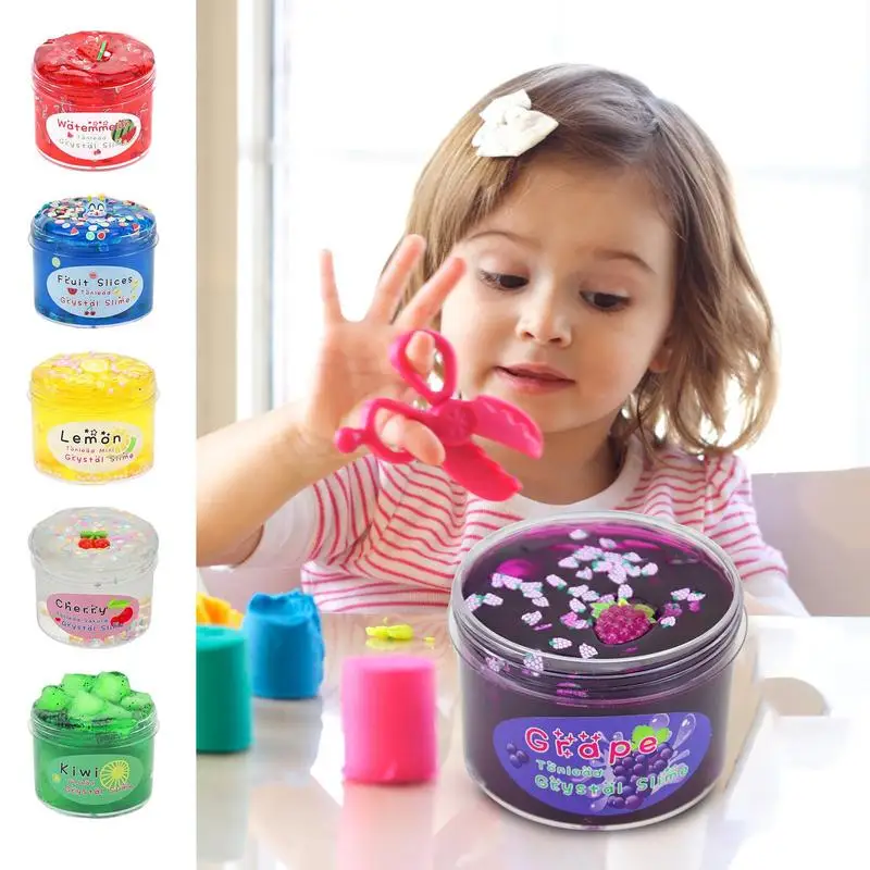 Crunchy Bubble Fruit Clear Sli-me Colorful Non Sticky Fluffy Foam Modeling Clay - £17.85 GBP+