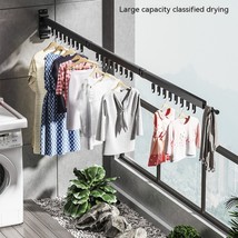Balcony Wall-mounted Folding Clothes Hanger Indoor Invisible Telescopic Clothes  - £30.98 GBP+
