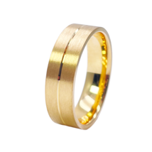 22ct Yellow Gold Matte Finish With A High Polished Groove Men&#39;s Wedding Band 6mm - $1,534.04