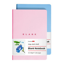 A5 Size Blank Page Notebook Comfort Soft Leather Cover 260 Pages Unlined... - $24.70