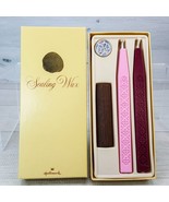 Vintage 1970&#39;s Hallmark Sealing Wax Kit 2 Sticks w Butterfly Seal &amp; Wood... - $26.18