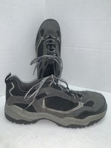 Sz 12 Brahma Steve Mens Steel Toe Work Shoes Gray and Black Slip Resistant Lace - £17.34 GBP