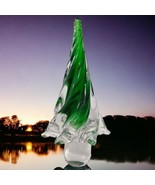 Murano Christmas Tree Italian Hand Blown Art Glass Encased Clear Green V... - £98.05 GBP