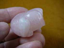 (Y-CAT-SLR-550) little KITTY CAT gemstone STONE carving PINK QUARTZ figu... - $14.01