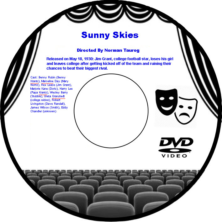Sunny Skies 1930 DVD Movie Comedy Benny Rubin Marceline Day Rex Lease Marjorie K