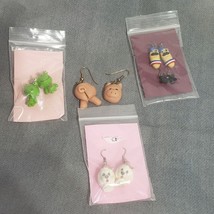 4 Pairs novelty earrings pig dog frog beans - £10.86 GBP