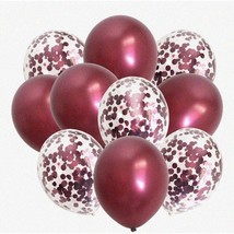 Burgundy Bliss: Metallic Maroon Wine Color Balloons - Perfect for Wedding, Brida - £38.21 GBP