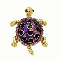 Vintage Look Gold Plated LUCKY Tortoise Brooch Suit Coat Broach Collar Pin B23 - £12.42 GBP