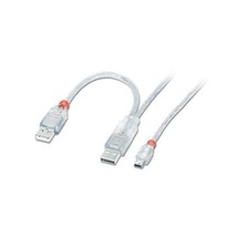 LINDY 1m USB 2.0 Dual Power Cable - 2 x Type A (20cm) to mini B  - £4.79 GBP