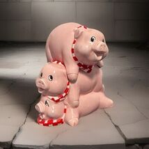 Vintage Papel Farmhouse Salt &amp; Pepper Shakers Stackable Pigs Glazed Ceramic - $14.85