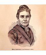 Mrs Garfield Portrait 1881 Presidents Wife Wood Engraving Victorian DWFF7 - €34,36 EUR