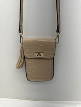 Phone Case Crossbody Purse Beige Zora Turnlock With Tassel - £13.45 GBP