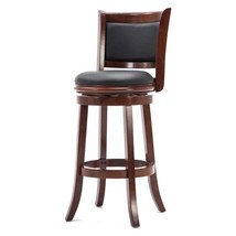 Cherry 29-inch Solid Wood Bar Stool with Faux Leather Swivel Seat - £196.20 GBP