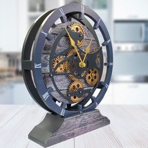Desk Clock 10 Inch moving gears - convertible into a Wall clock (Carbon ... - $71.99
