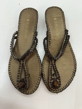 No Boundaries Womens Sandals Size 7 Brown Wedged Slip On Jeweled Thong - $9.48